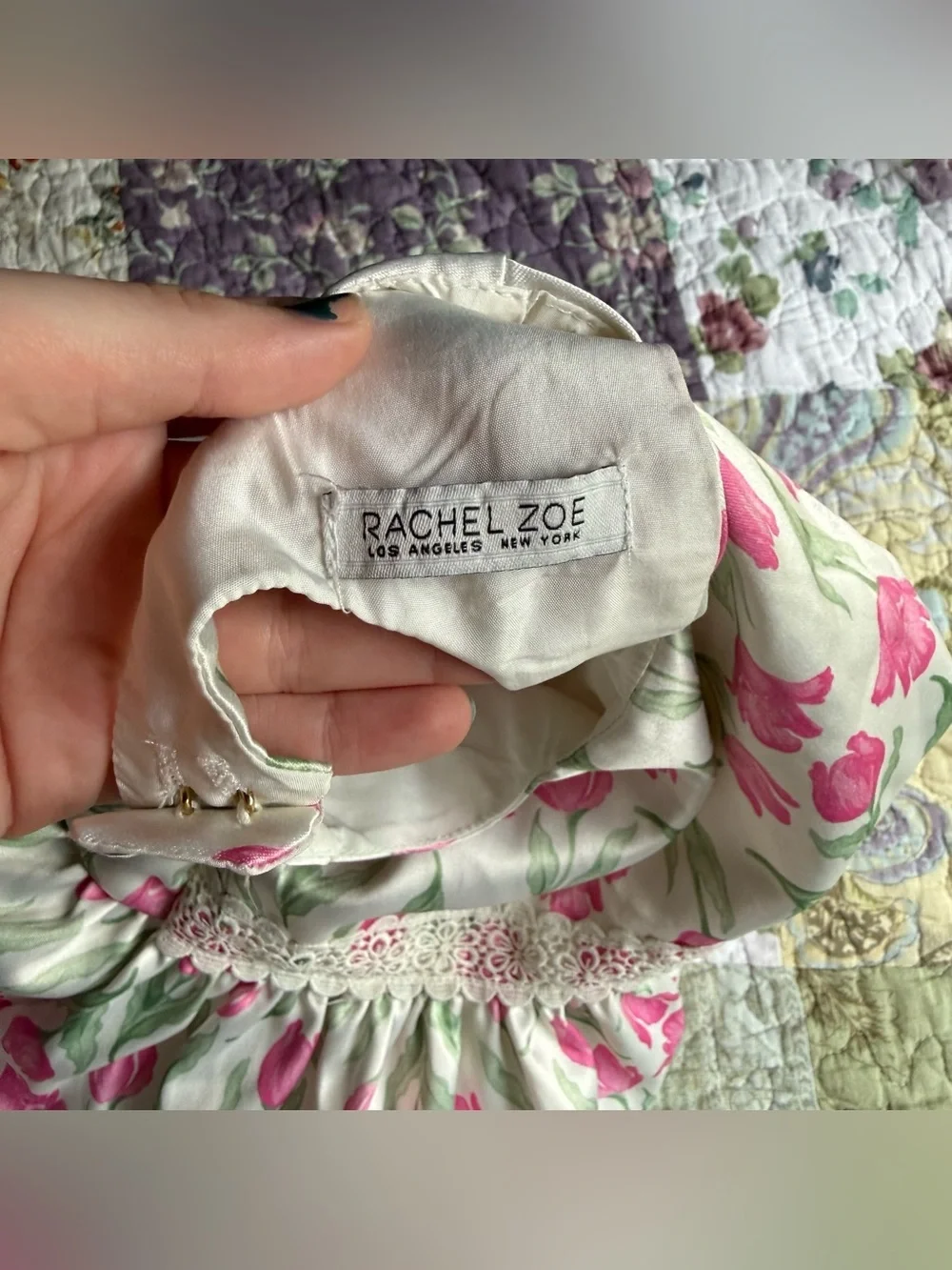 Rachel Zoe White Dress with Pink Tulip Print